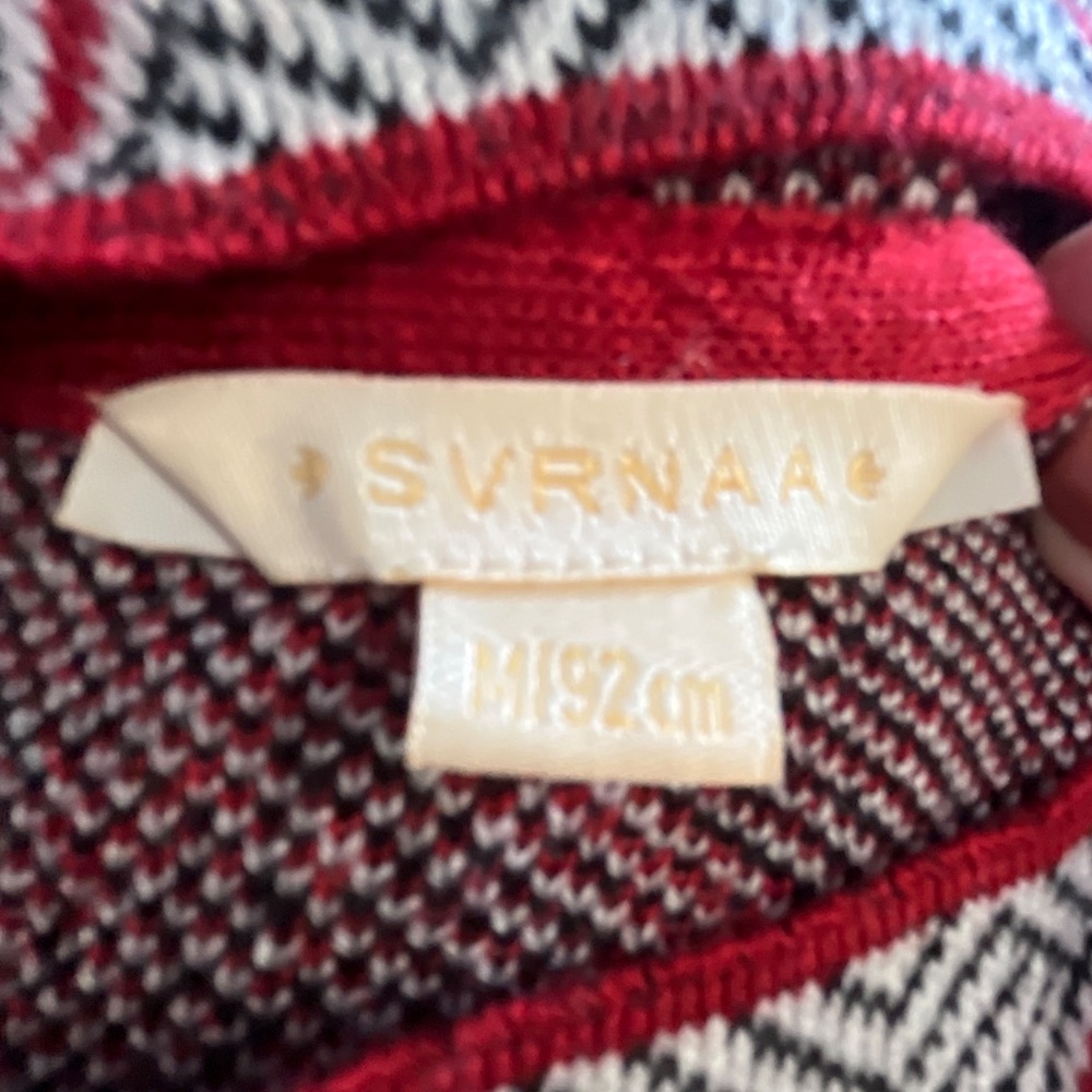 SVRNAA Knit Dress with Geometric Print in Red, White and Black Size M - Picture 6 of 13
